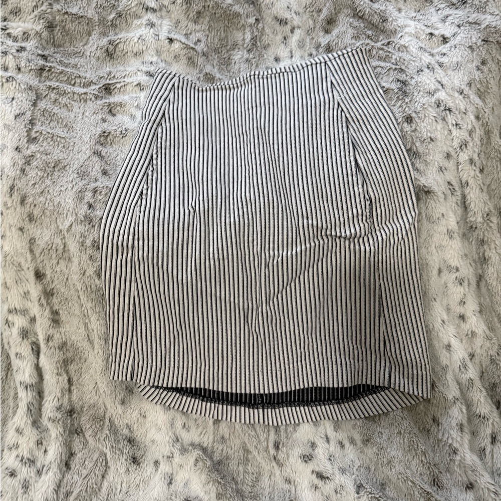 Source Unknown Black and White High-Low Pencil Skirt